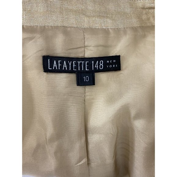 Lafayette 148 New York Gold linen designer Blazer size 10 - Picture 9 of 11
